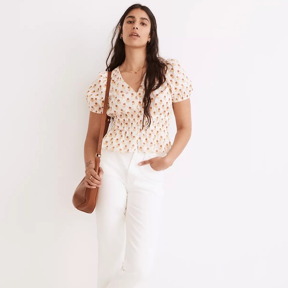 Madewell Tops - Madewell Sophia Short-Sleeve Top - Wild Calendula Block-Print - Size M
